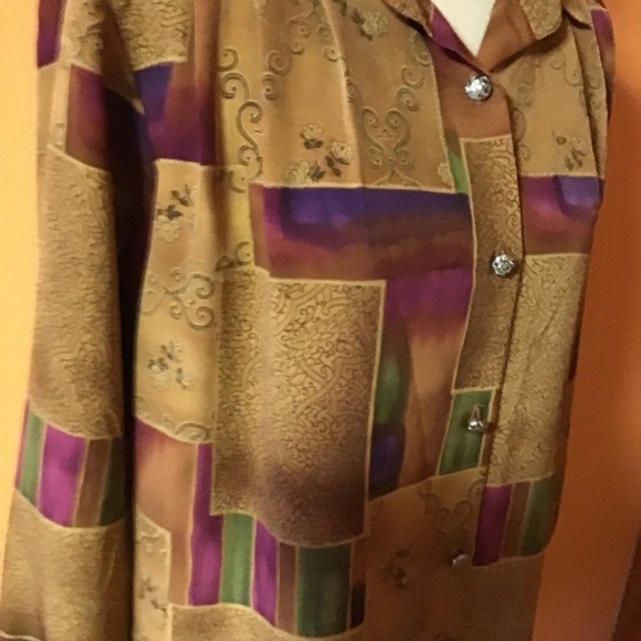 Vintage 90s bright patchwork print shirt - Picture 4 of 9